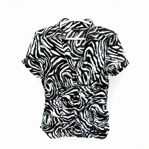 GUESS Black & White Animal Print Button-Up Top size- small